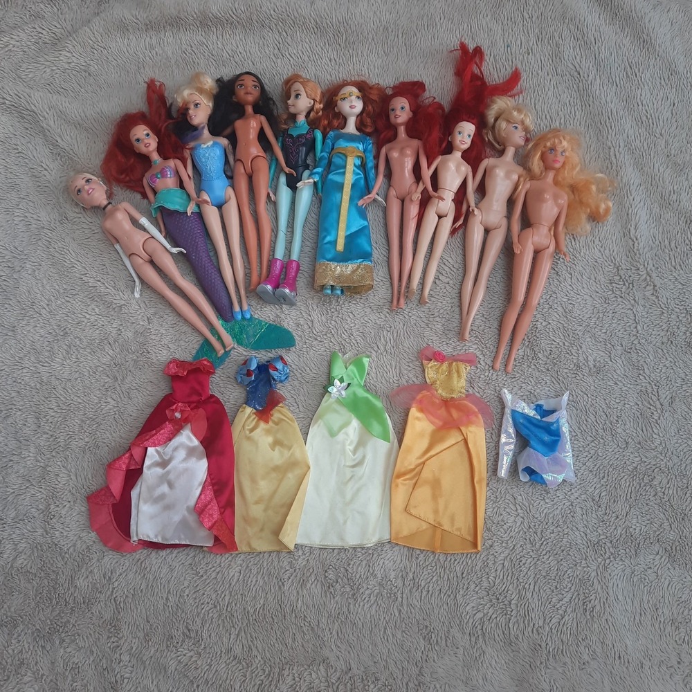 Disney Princess Aurora Ariel Cinderella Doll Play Lot Of 10